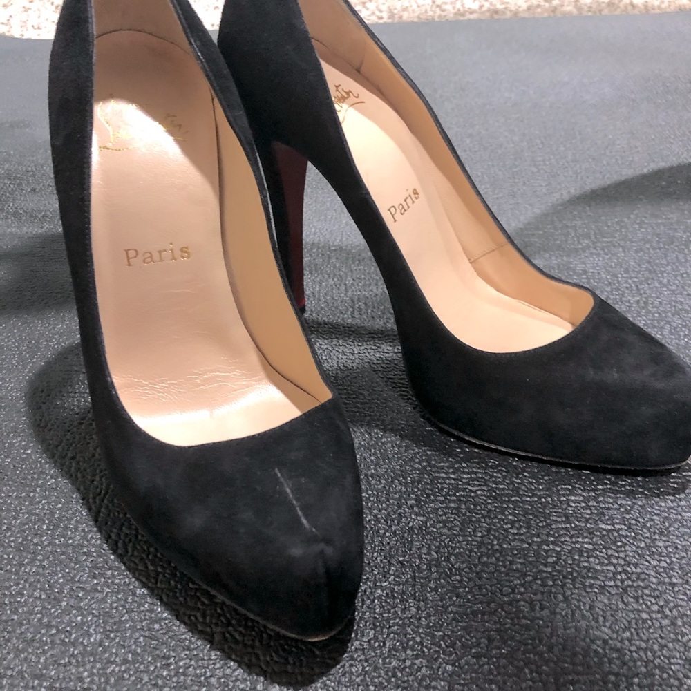 Christian Louboutin black suede heels